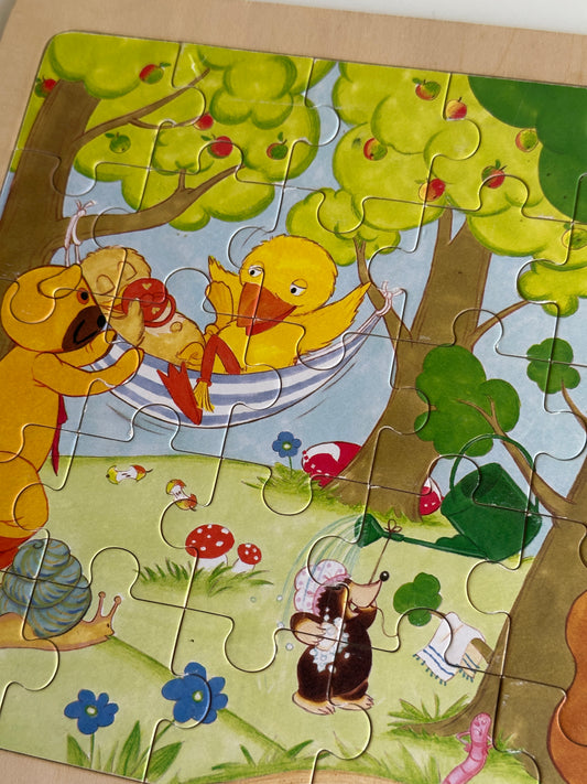 Vintage Bamse og kylling puslespil
