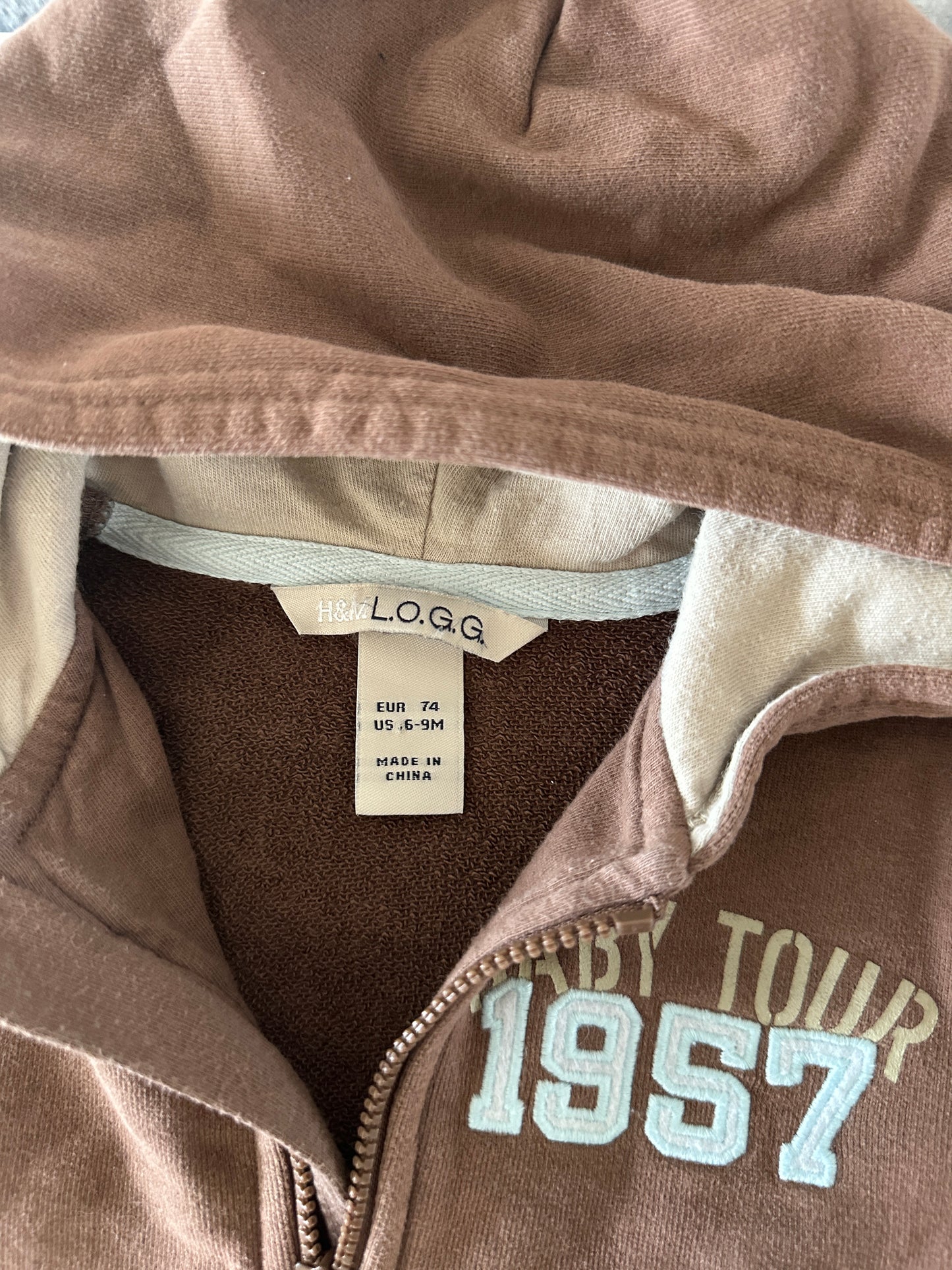H&M baby brun zip-cardigan str. 74