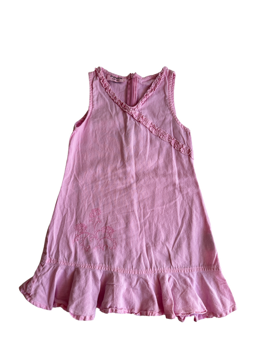 Vintage lyserød hørkjole str. 104