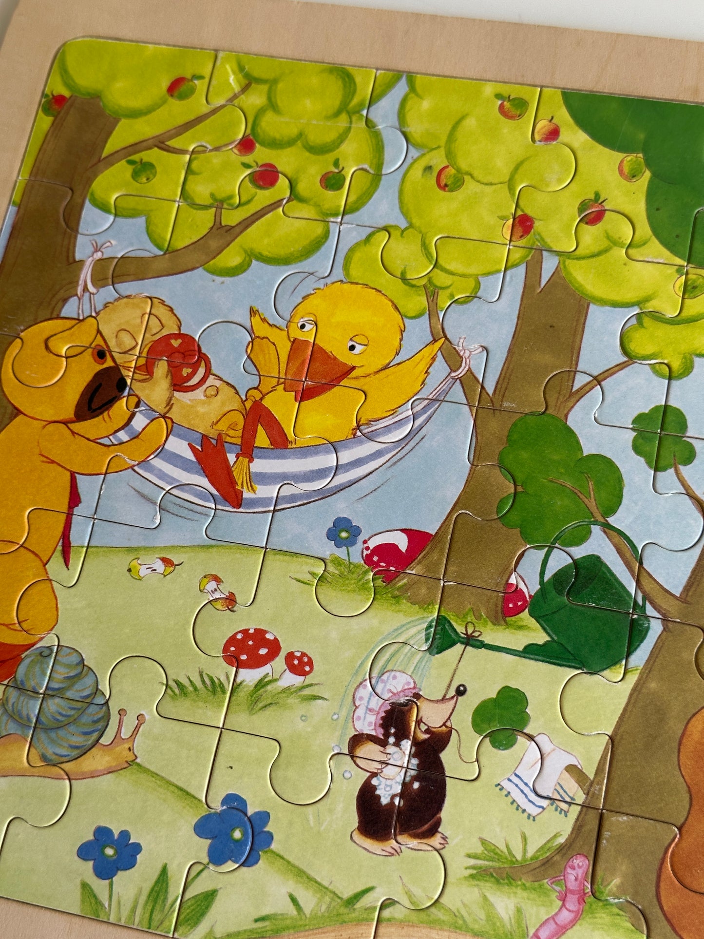 Vintage Bamse og kylling puslespil