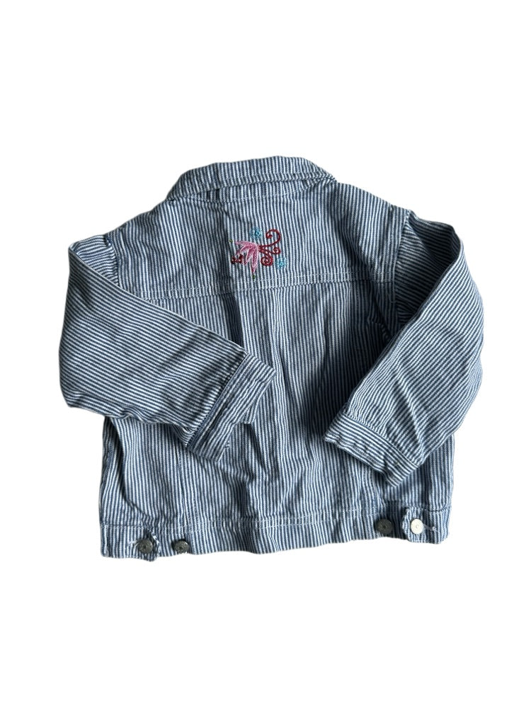 Denimjakke m. broderier str. 80
