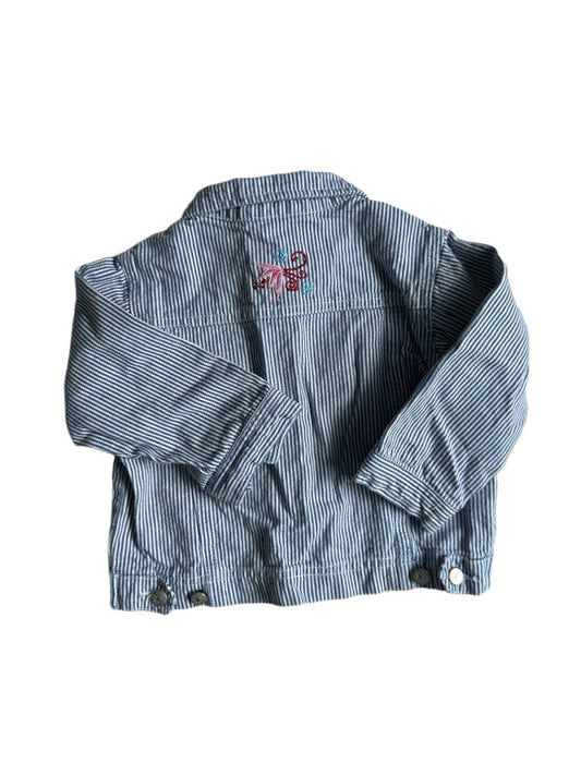 Denimjakke m. broderier str. 80